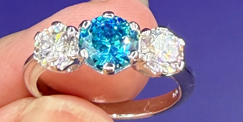 Tree Stone Oval With Blue Topaz Centre Stone