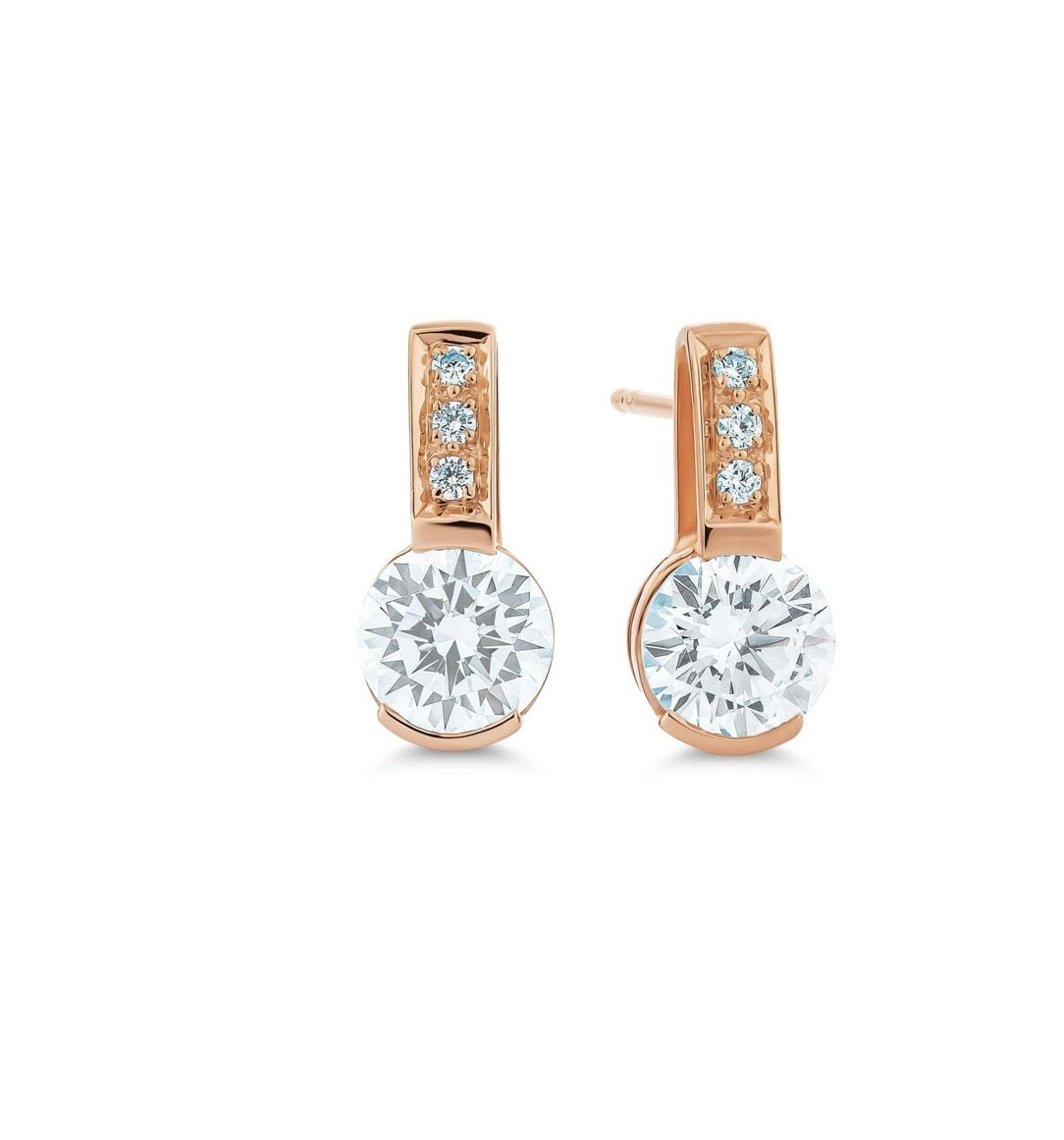 Earrings Stud Brilliant Semi Bezel Set