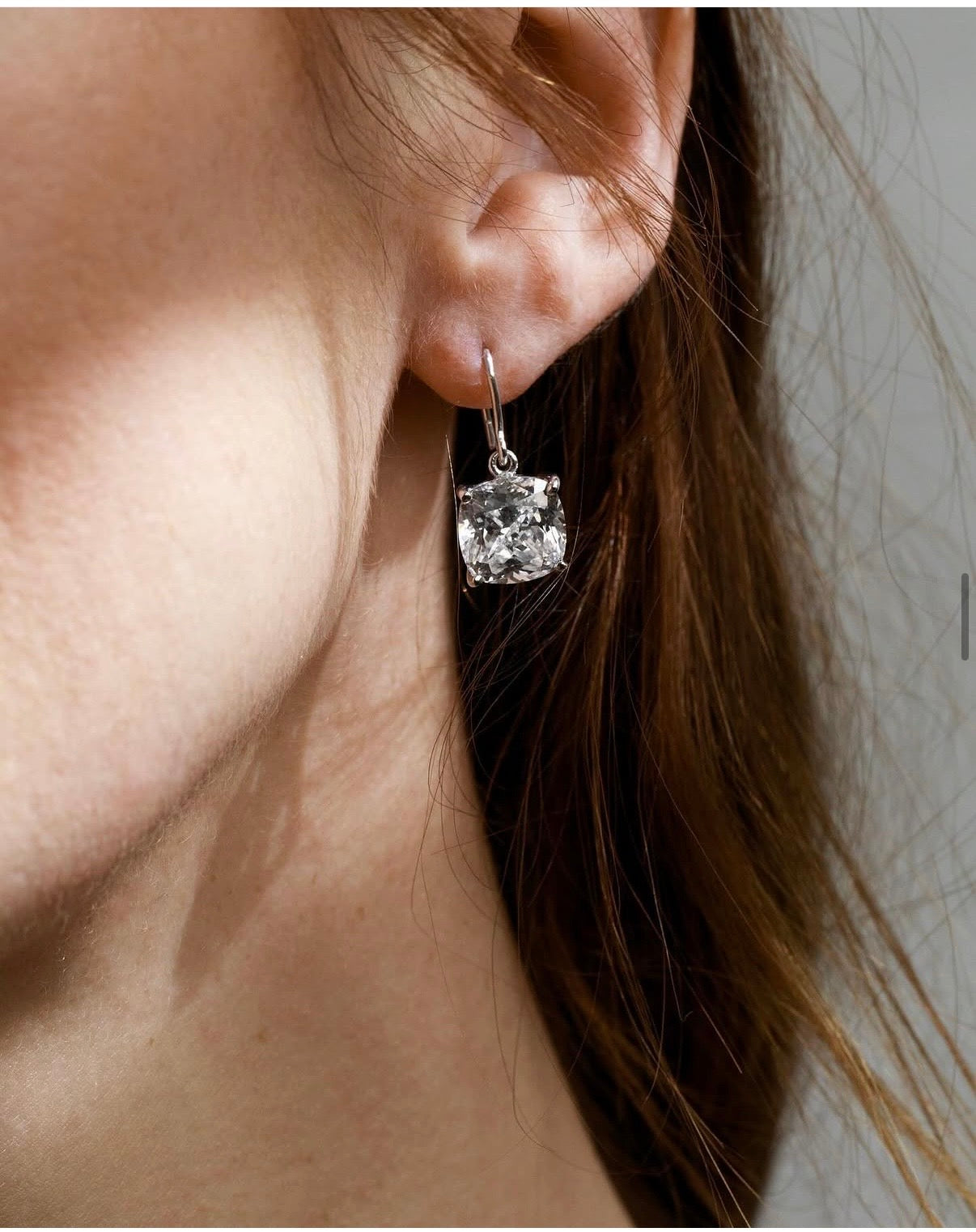 8ct Cushion Cut Shepherd Hook Drop Earrings