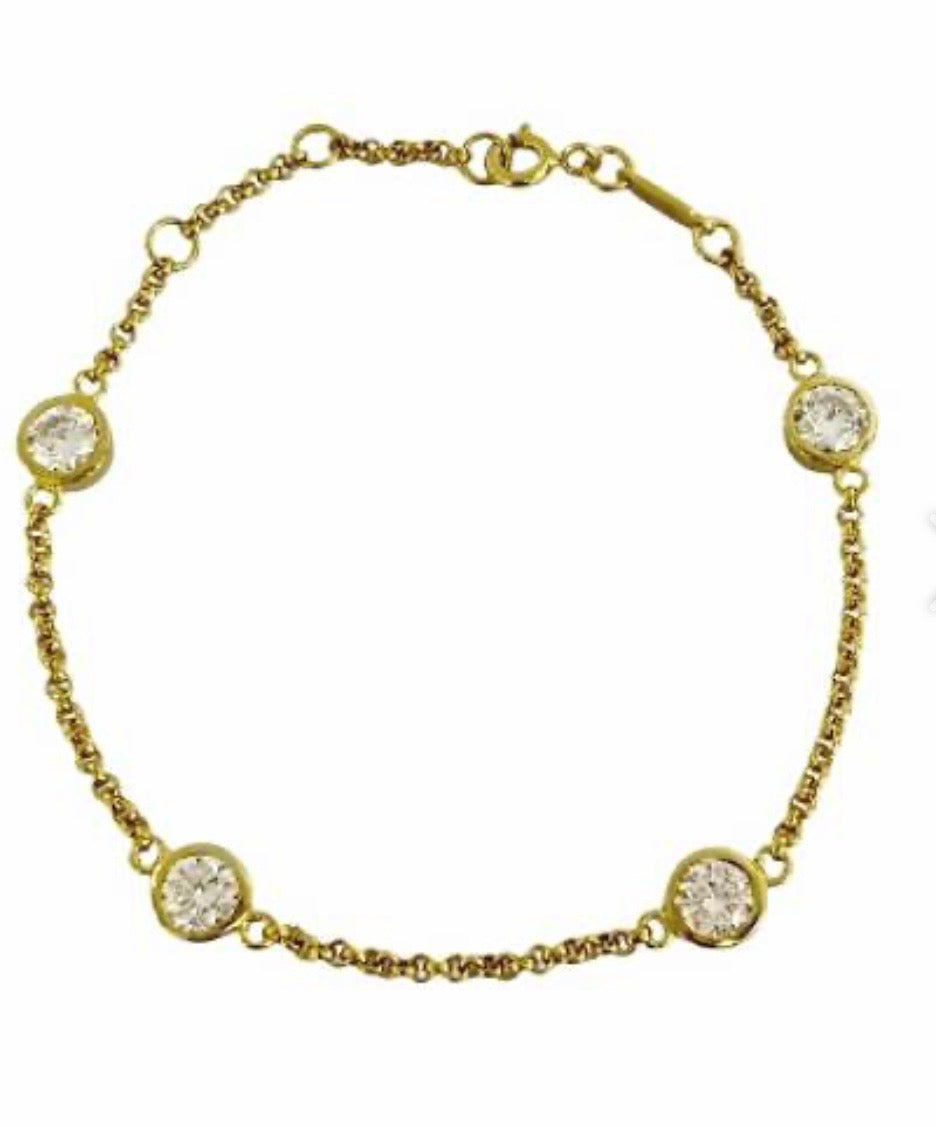 Bezel Set Four Round Brilliant Bracelet