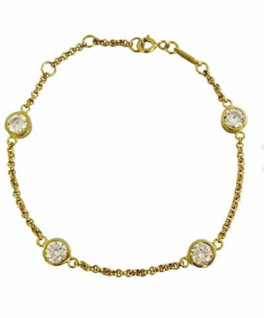 Bezel Set Four Round Brilliant Bracelet