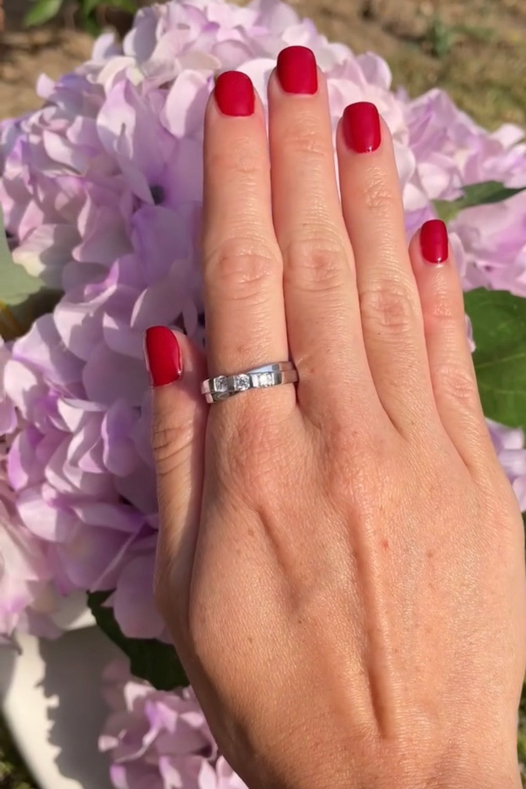 Three Stone Brilliant Crossover Ring