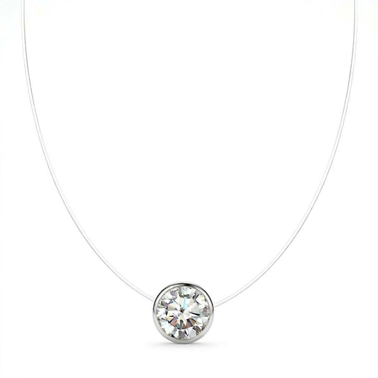 Floating Diamond Round Necklace