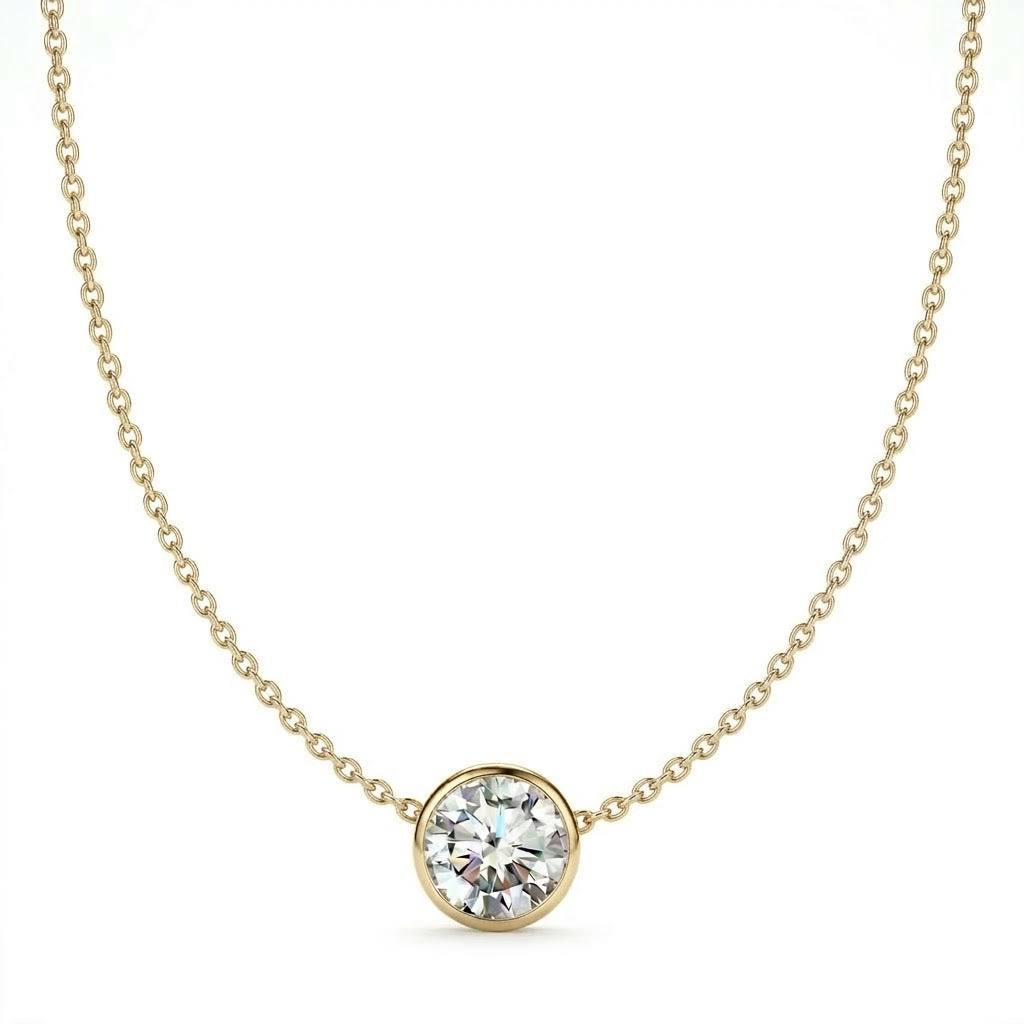 Floating Diamond Round Necklace