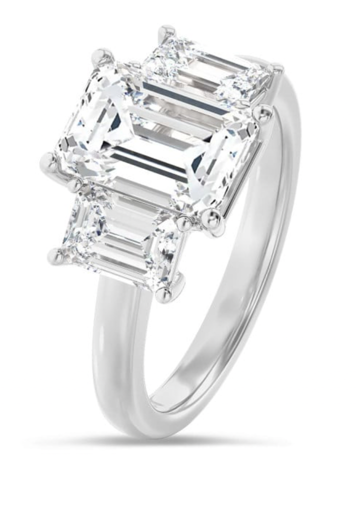 Emerald Cut Three Stone Ring