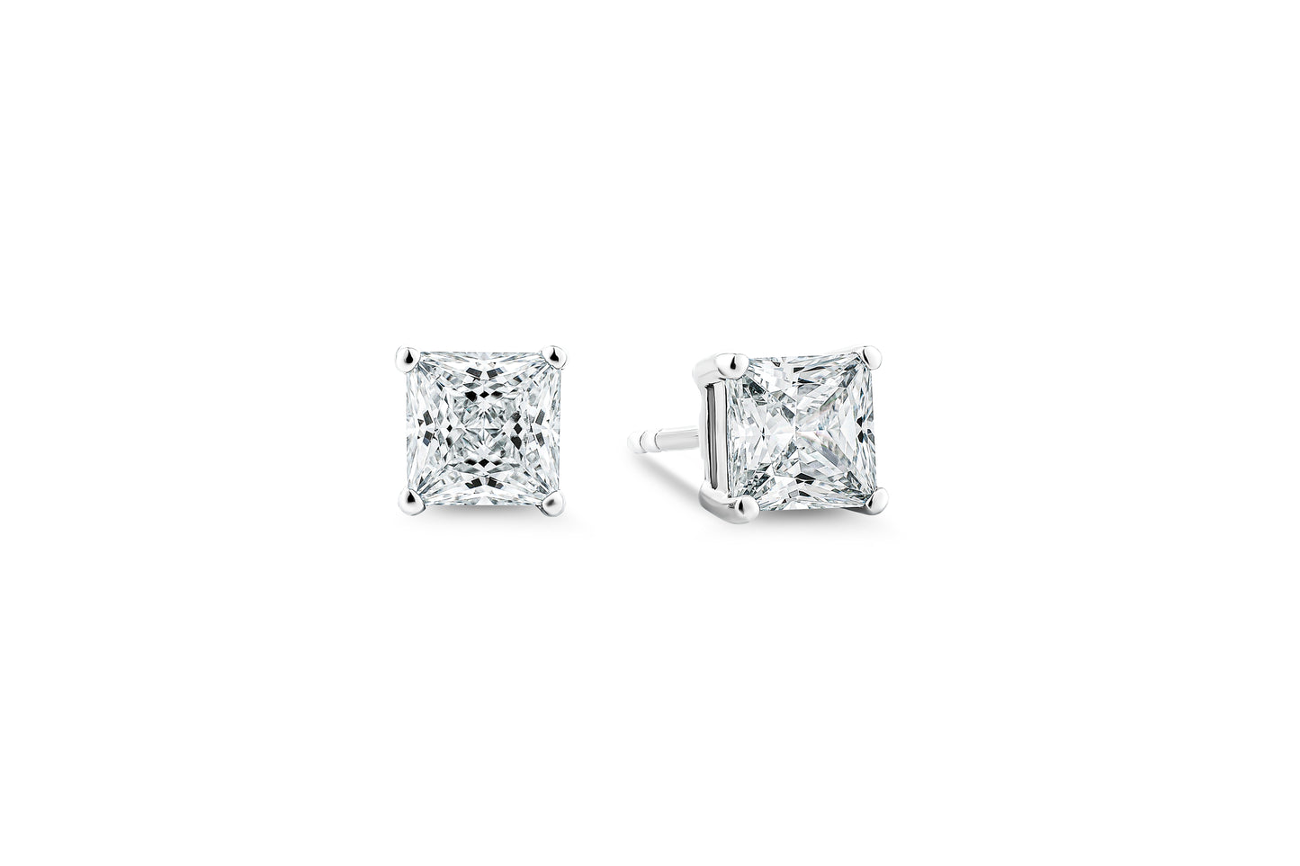 3ct Princess cut stud earrings