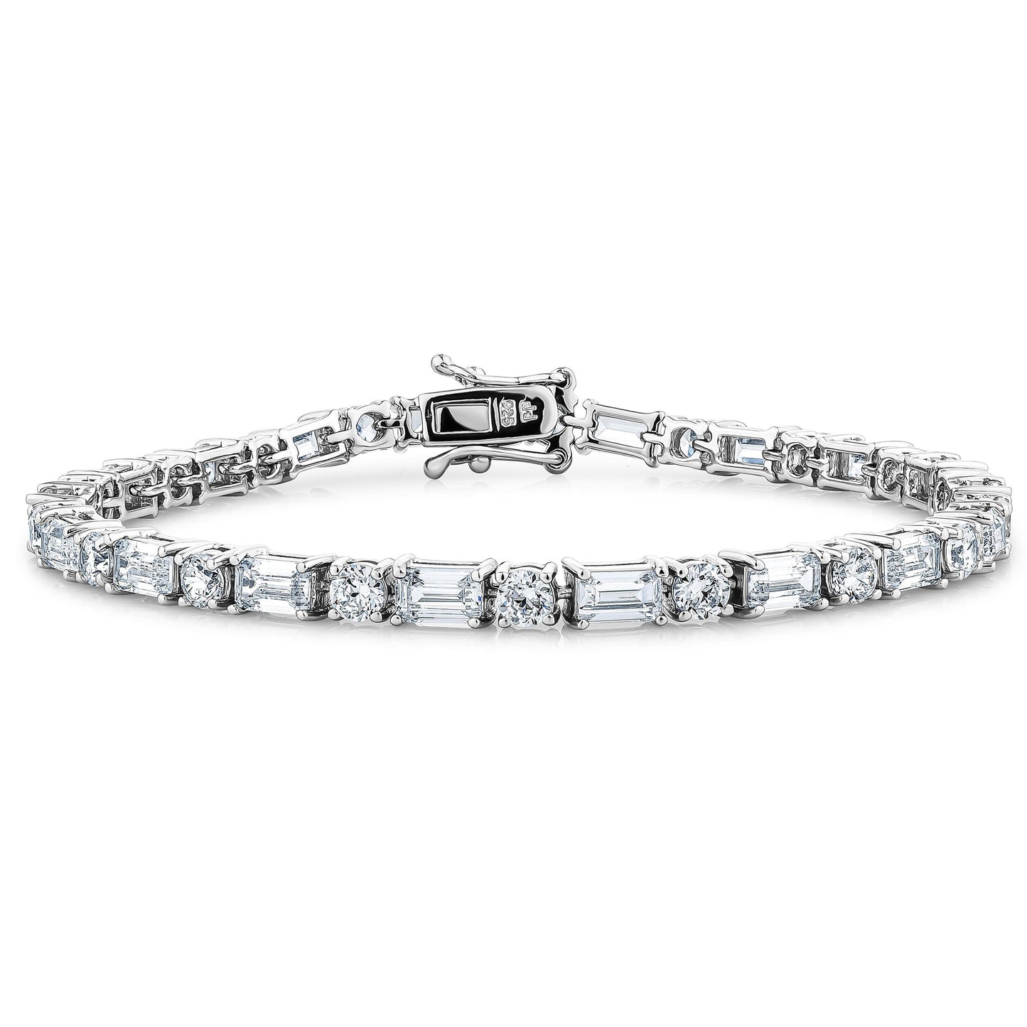 Tennis Bracelet - Baguette & Brilliant Cut Diamond Simulants
