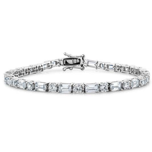 Tennis Bracelet - Baguette & Brilliant Cut Diamond Simulants