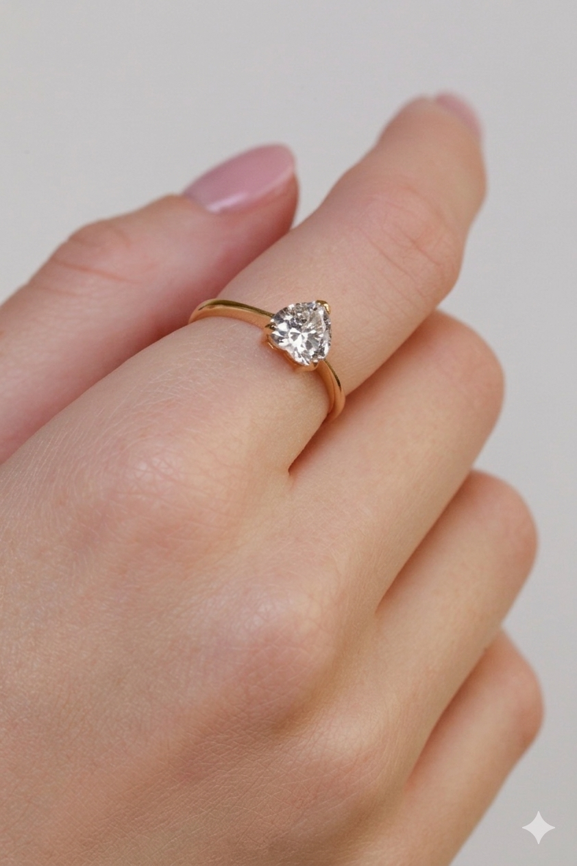 Heart Solitaire Ring