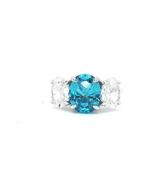 Tree Stone Oval With Blue Topaz Centre Stone