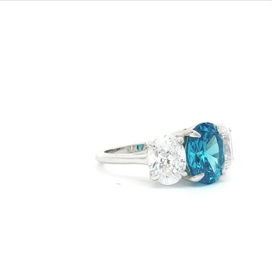 Tree Stone Oval With Blue Topaz Centre Stone