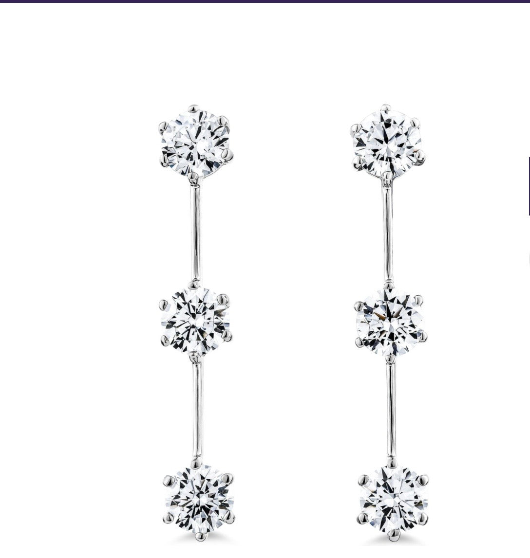 Brilliant Cut Bar/ Drop Design Earring