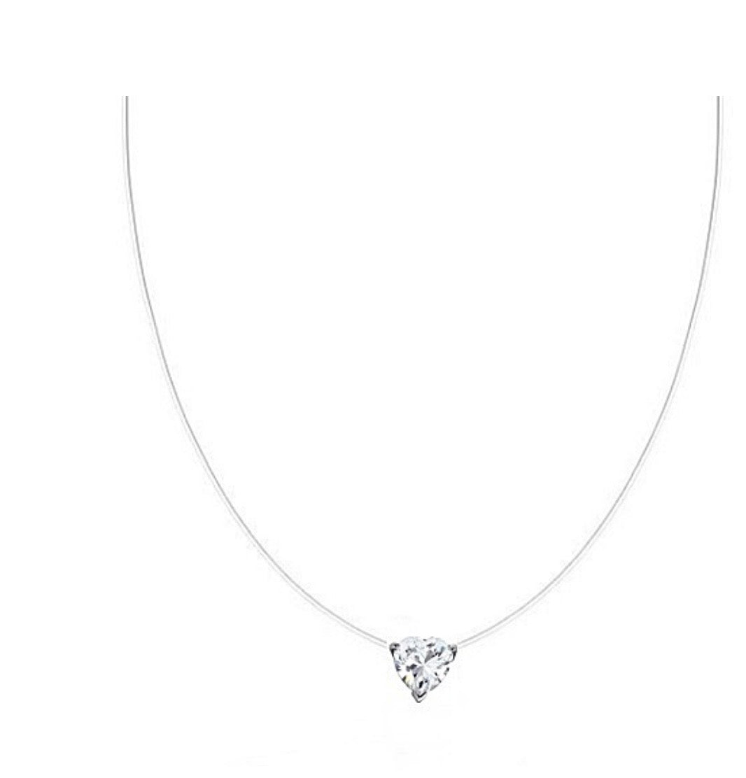 Floating Diamond Heart Necklace