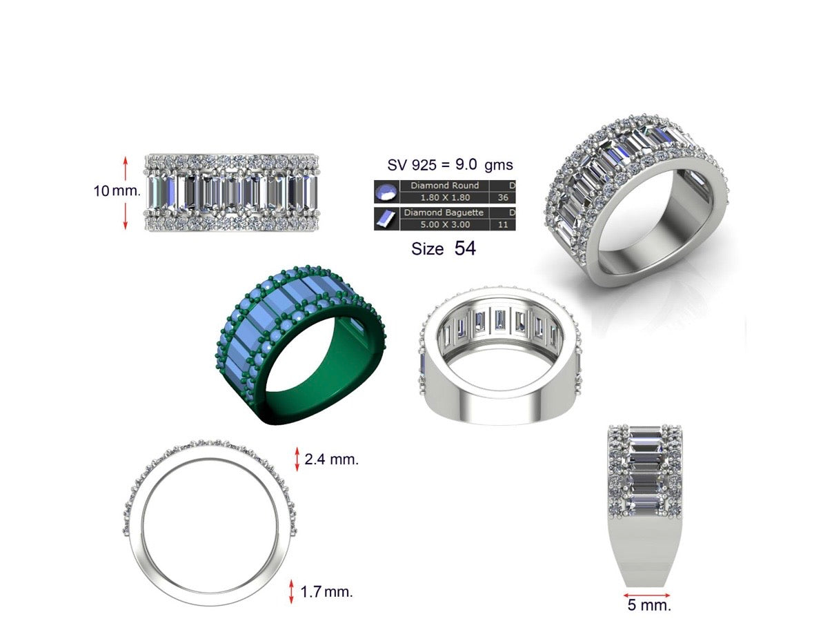 Half Eternity Baguette & Round Cut Ring