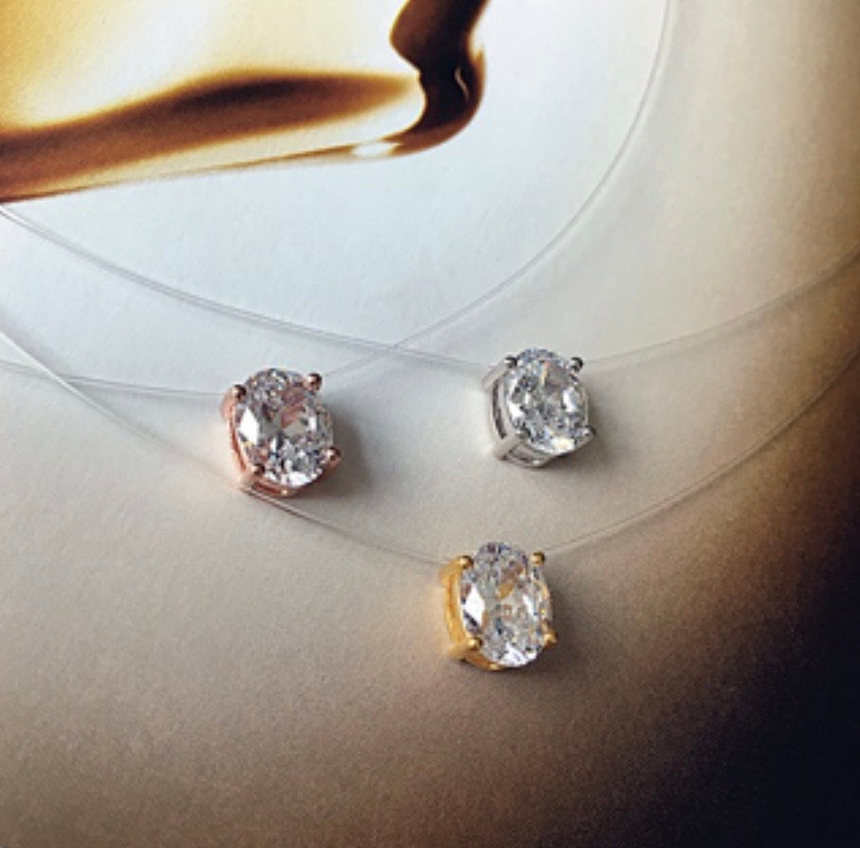 Floating Diamond Oval Necklace