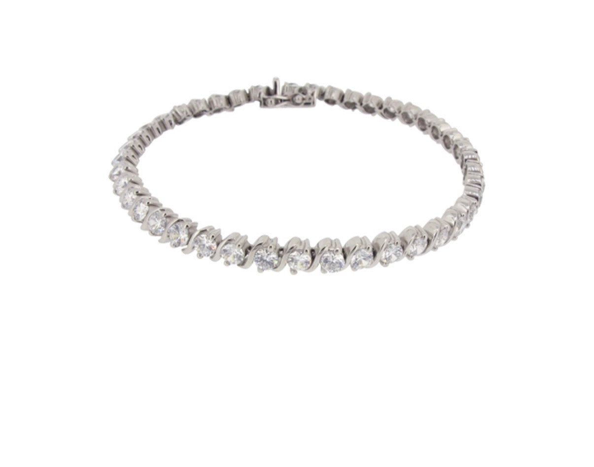 S Link Round Tennis Bracelet