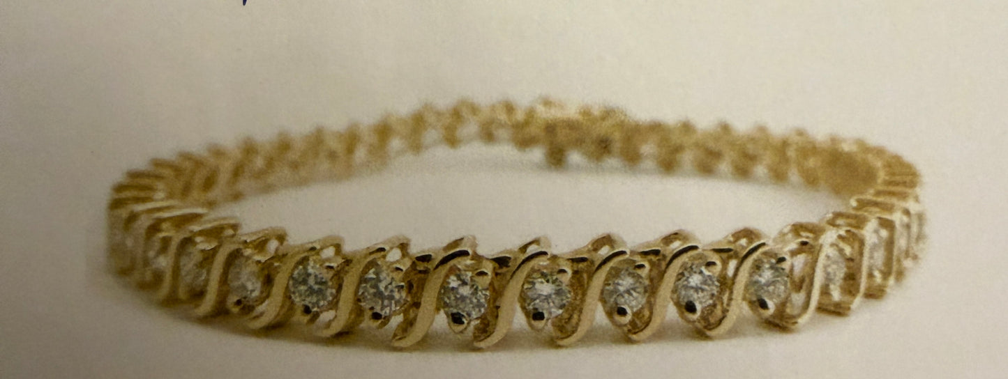 S Link Round Tennis Bracelet