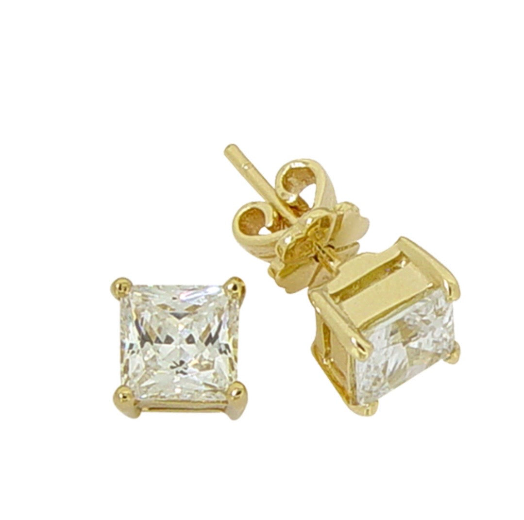 2ct Princess Cut Solitaire, Stud Earring