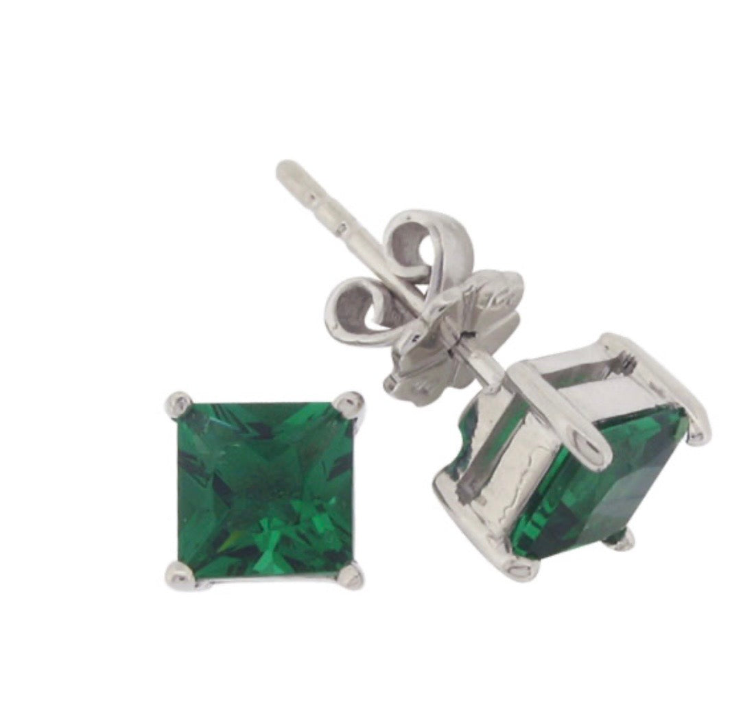 2ct Princess Cut Solitaire, Stud Earring
