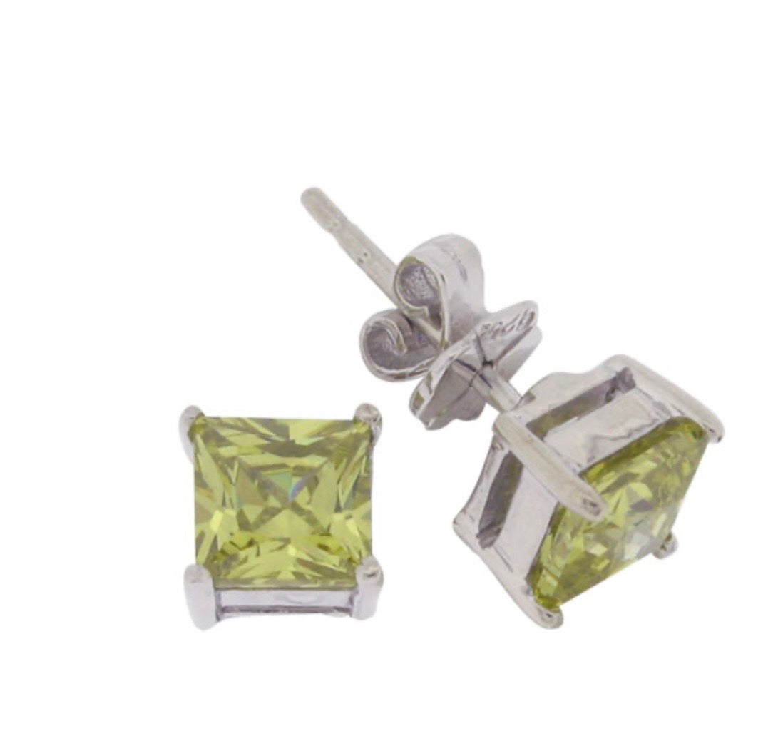 2ct Princess Cut Solitaire, Stud Earring