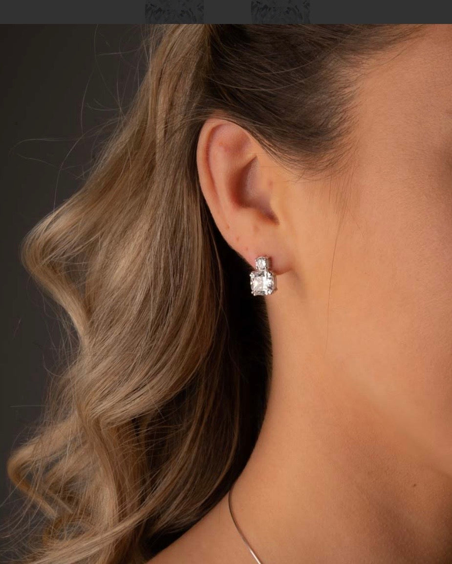 5ct Cushion and 0.5ct Brilliant Cut Earring