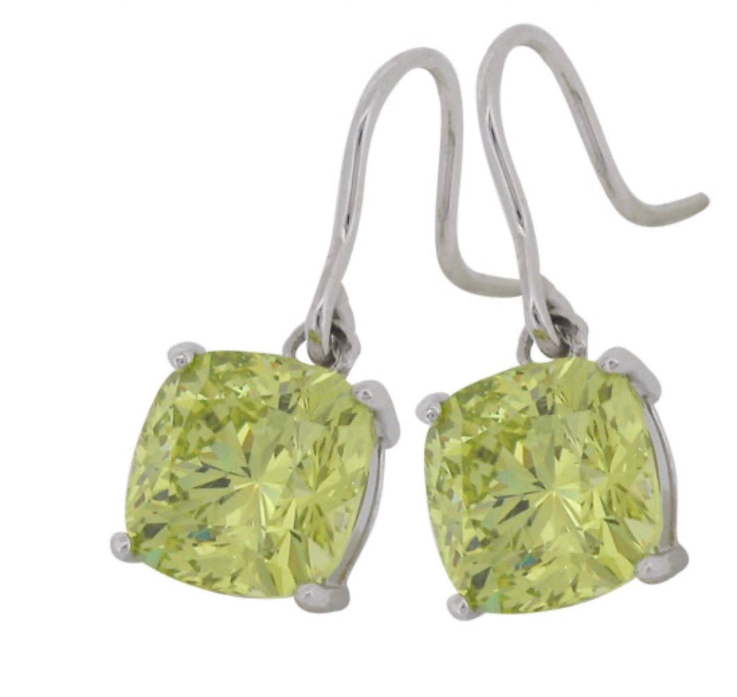 8ct Cushion Cut Shepherd Hook Drop Earrings