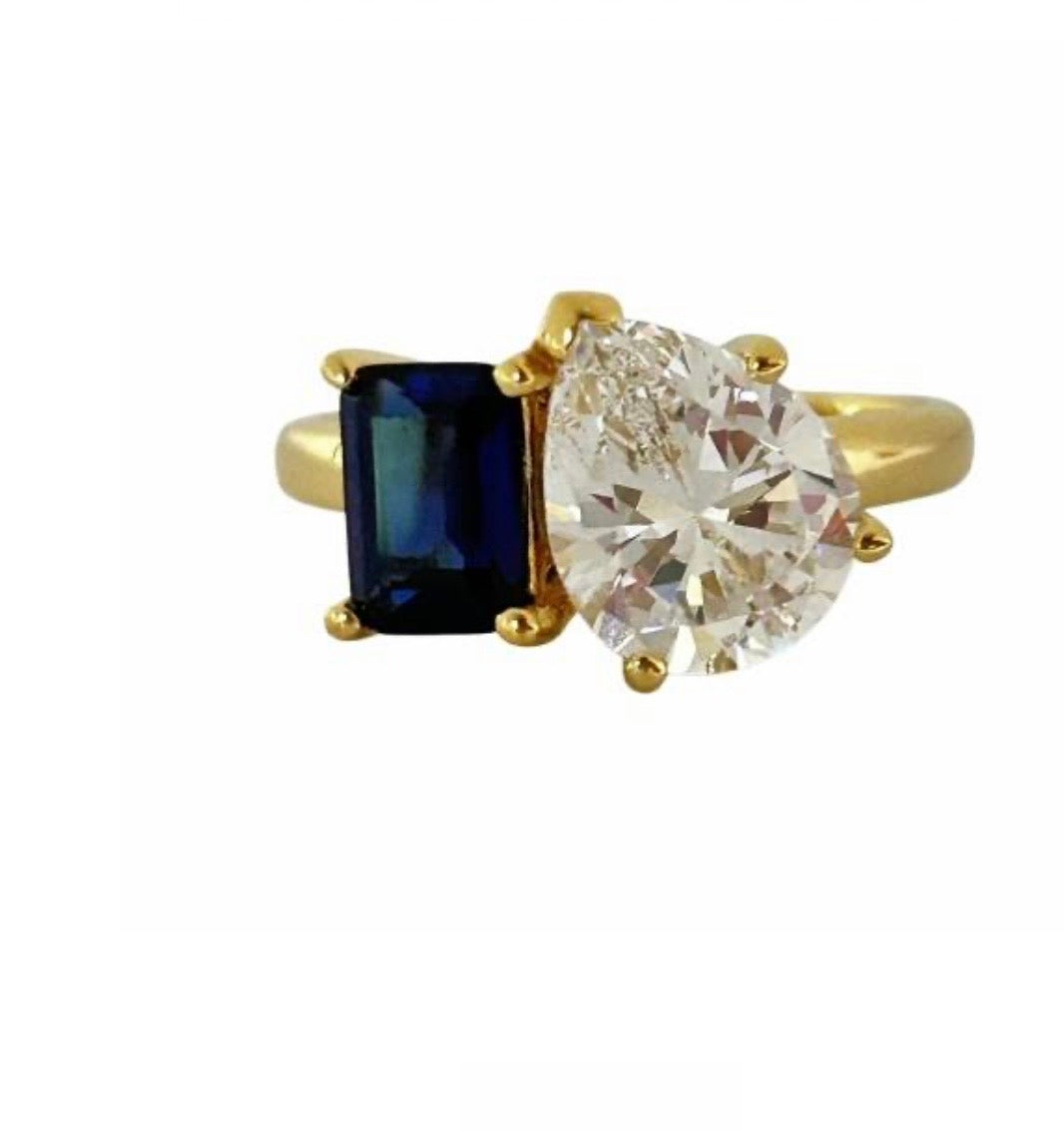 Pear And Emerald Cut Ring