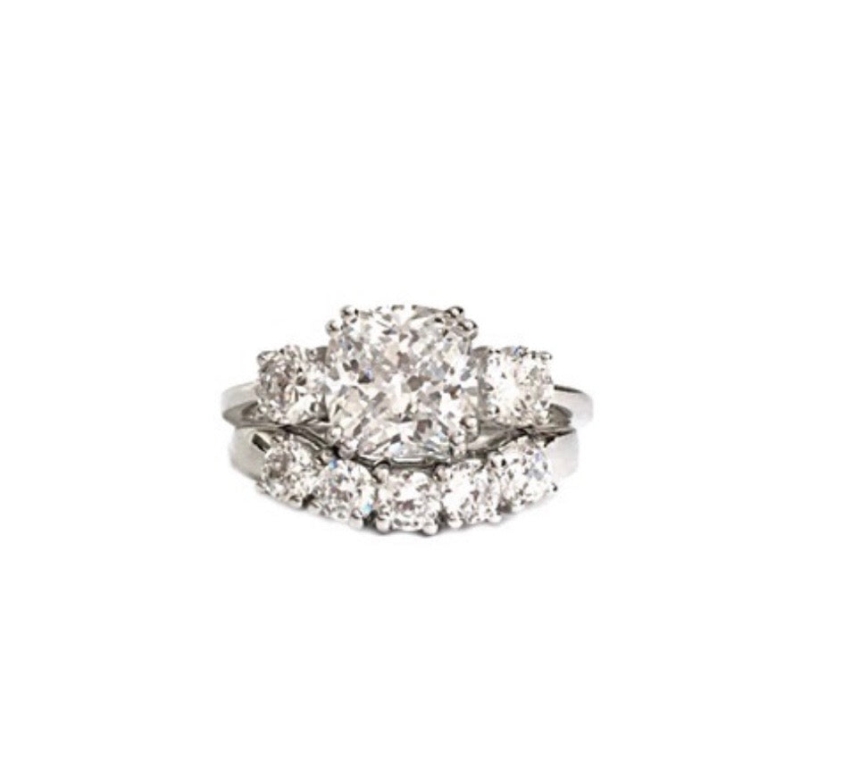 Cushion and Round 3 Diamond Ring