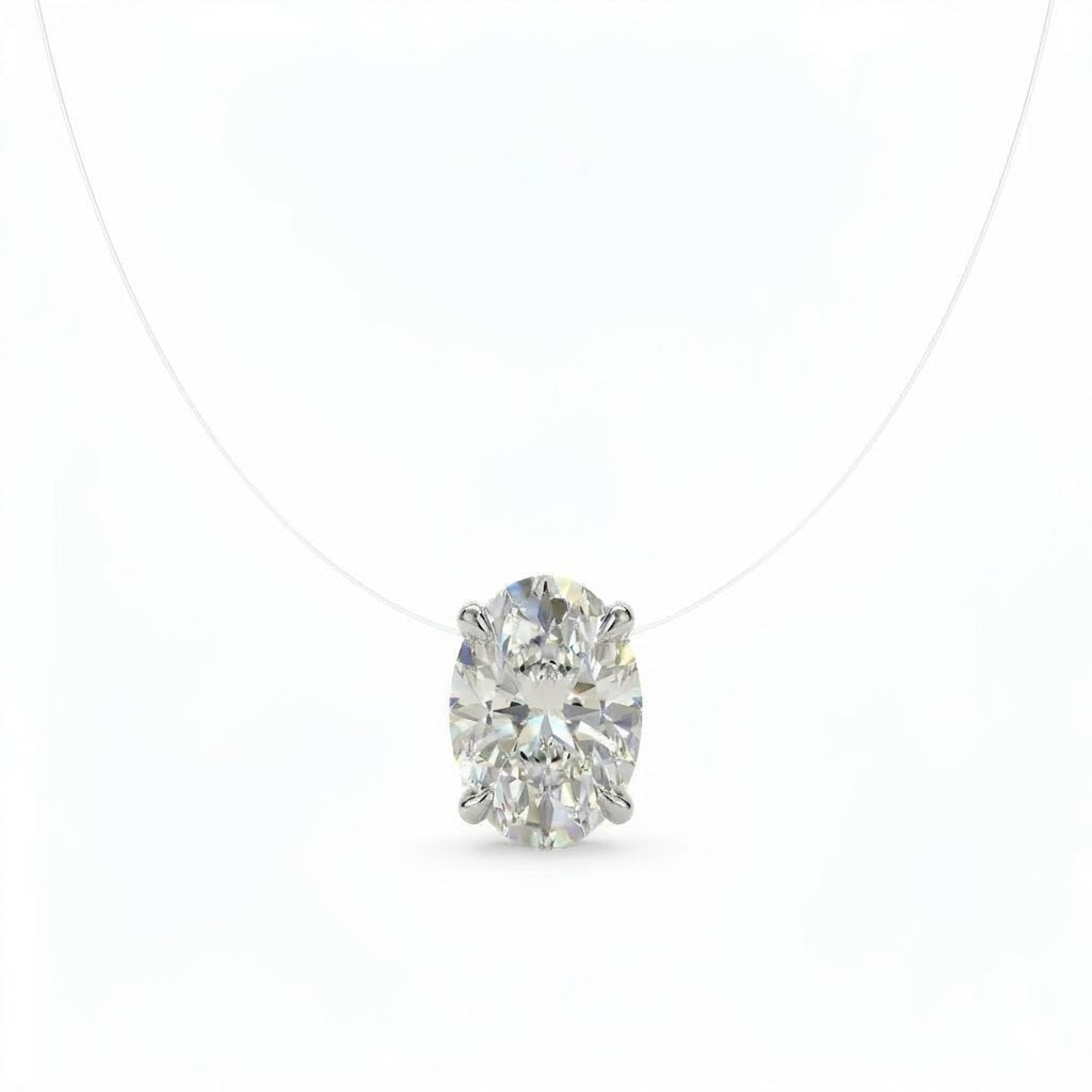 Floating Diamond Oval Necklace