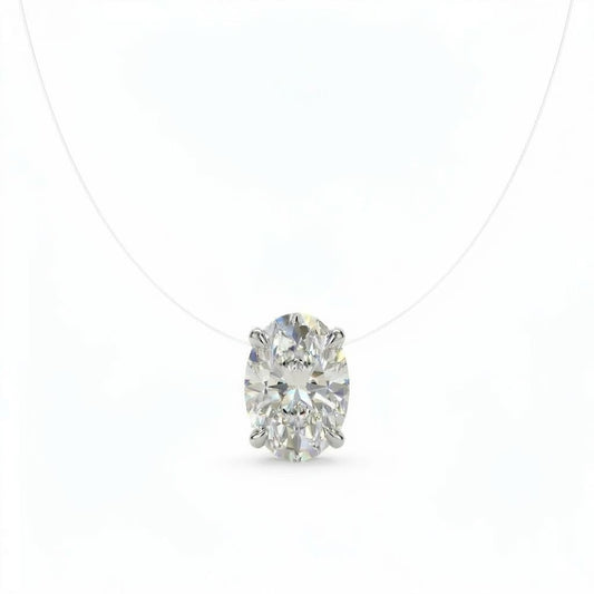 Floating Diamond Oval Necklace