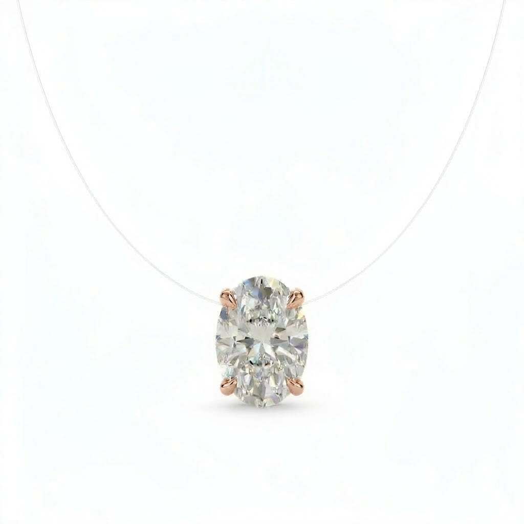 Floating Diamond Oval Necklace