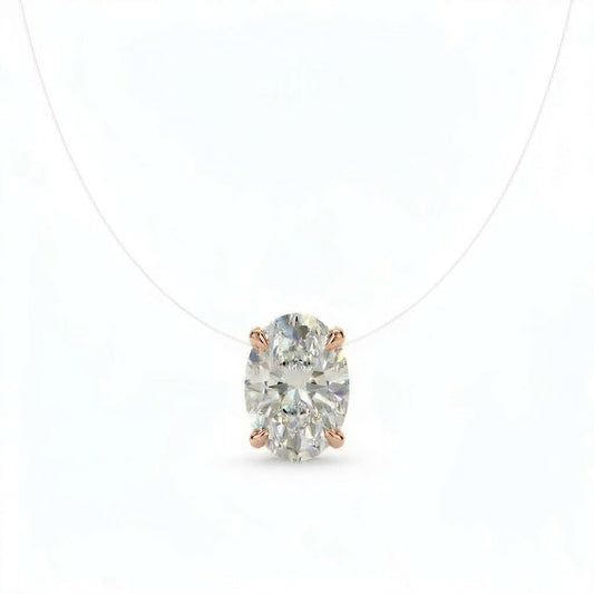 Floating Diamond Oval Necklace