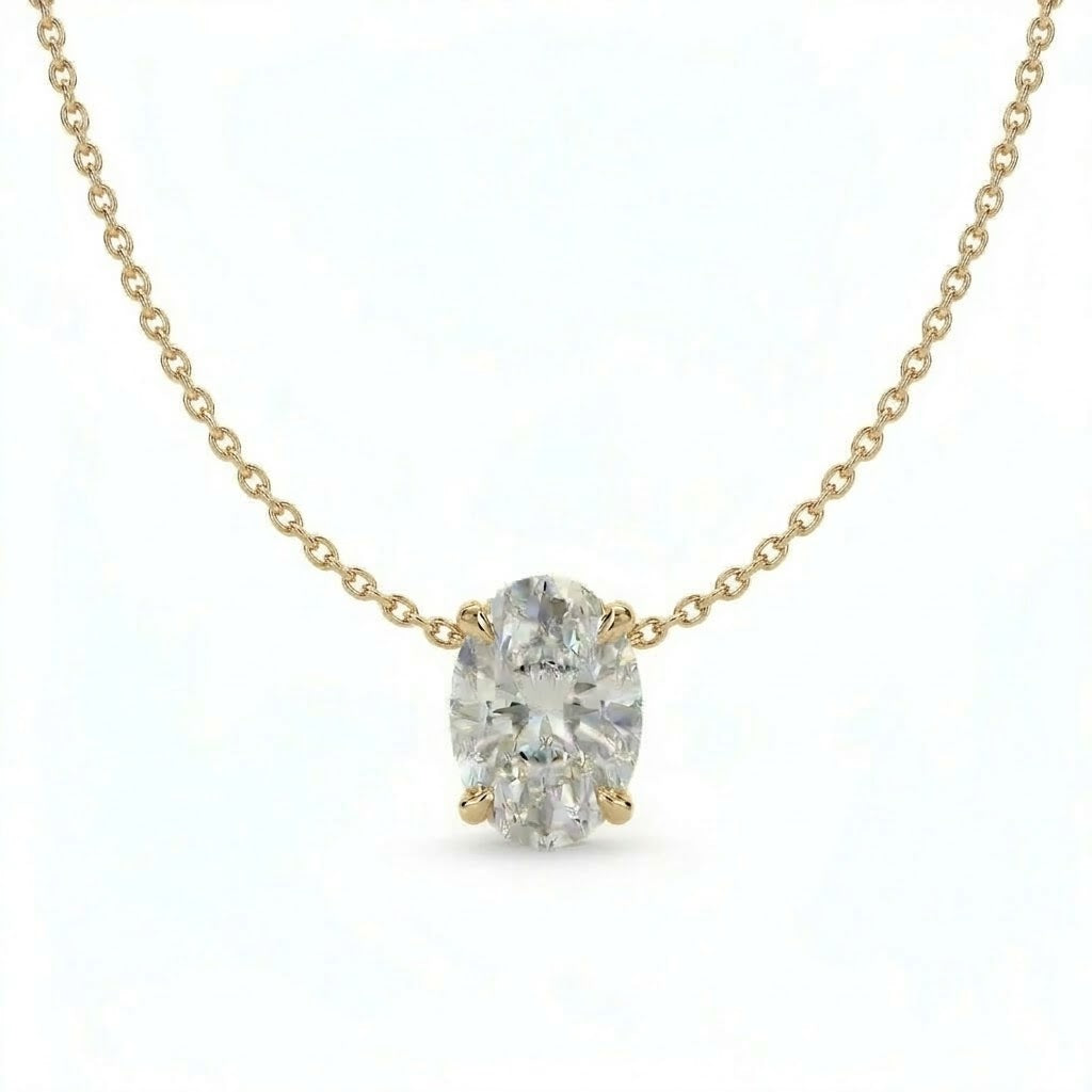 Floating Diamond Oval Necklace