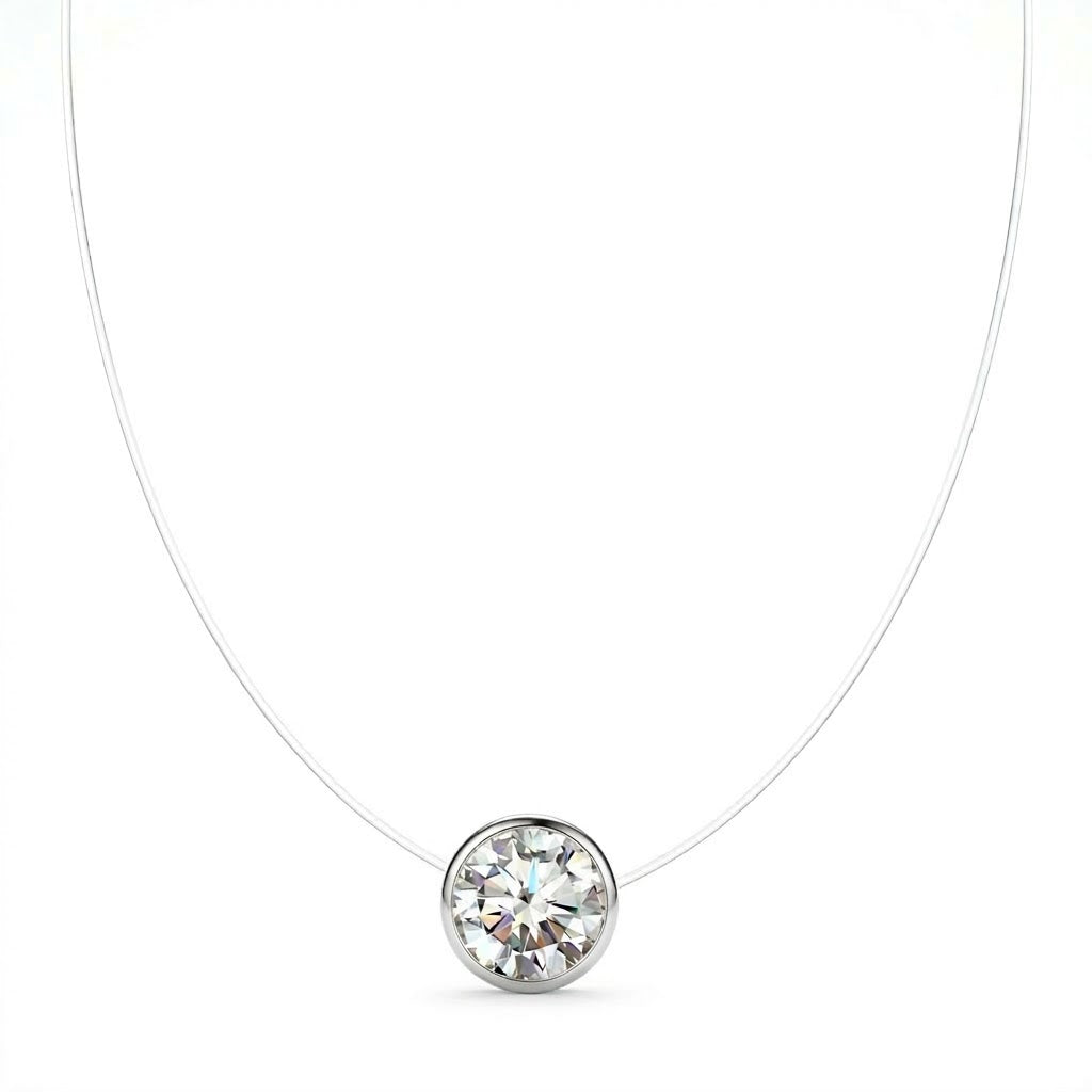 Floating Diamond Round Necklace