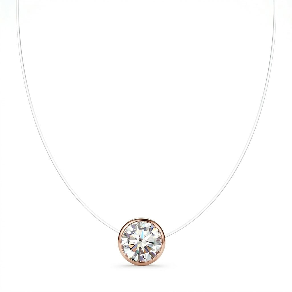 Floating Diamond Round Necklace