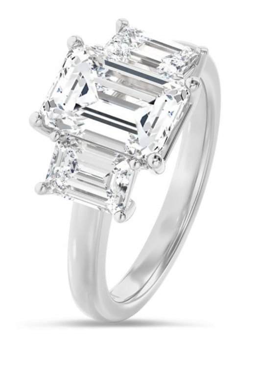 Emerald Cut Three Stone Ring